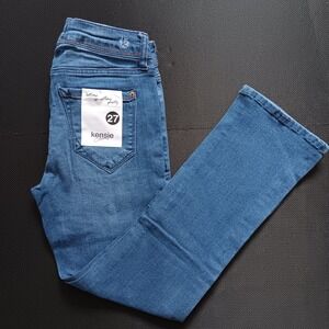 Kensie Flare Crop Jeans Womens 27 Moody Blue NWT Stretch Denim *measures 26